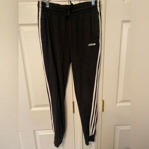 Adidas Women’s Black Joggers with White Stripes